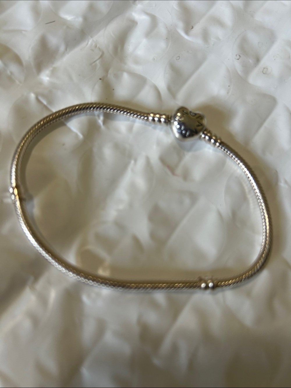 Pandora Sterling Silver Heart Clasp Snake Chain Bracelet
